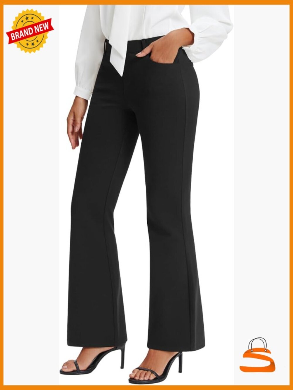Wide Leg Bootcut Dress Pants High Waisted Stretchy Work Slacks with Pockets